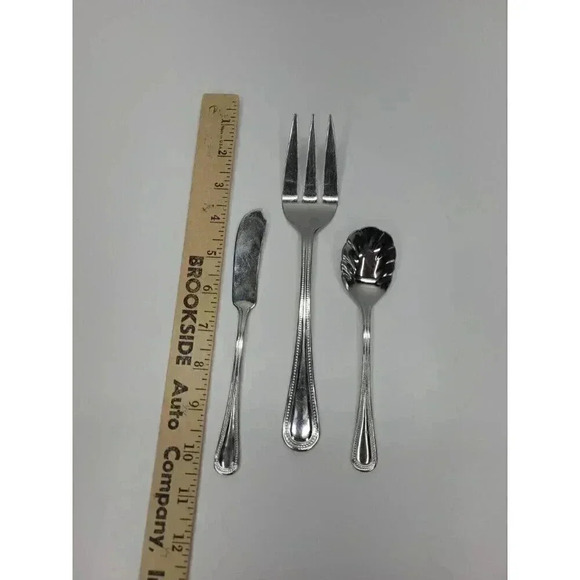 Cuisinart Tuscan Bead Flatware 18/10 Serving Fork, Sugar Spoon, Butter Knife - Picture 2 of 3